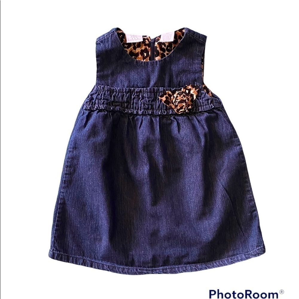 KOALA BABY, adorable girls dress, denim and leopard, zip back, 18 months